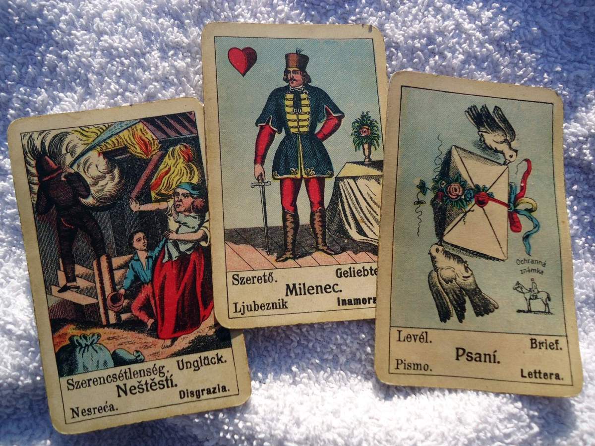 Gypsy Fortune Telling Cards: Misfortune, Lover, Letter